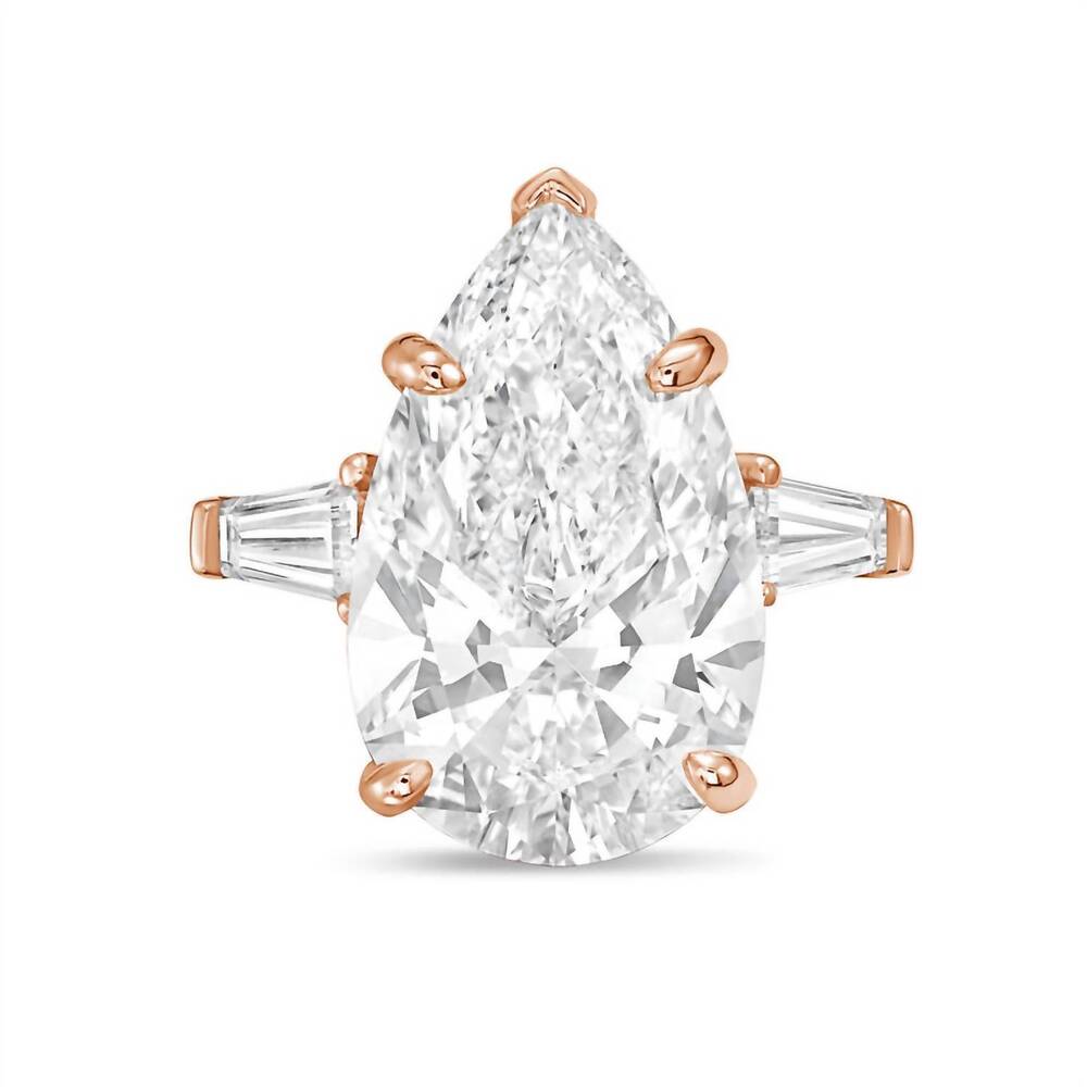 NEW DIANA M JEWELS women's pear & baguette lab-grown diamond ring (8.00 ct) - el